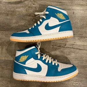Mens Air Jordan 1 Mid Turquoise“Aguatone” Size 10 Used Condition No Box